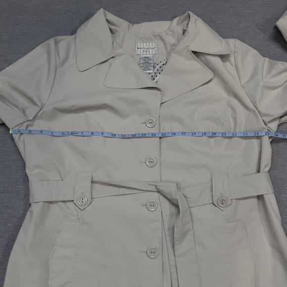 White Stag Womens Light Khaki Trench Coat Belted Long Sleeve Button Front Sz 2X - Picture 11 of 16